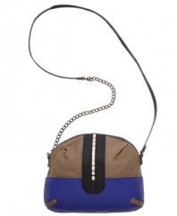 Hit all the right style notes with this chart-topping crossbody purse by Rachel Rachel Roy. Bold staple detailing and a chain embellished strap add edge to this modern design.