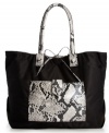 Set summer on fire with this Brasil-inspired tote from FALCHI by Falchi. Sleek snakeskin accents and a femme bow closure add polished touches to this wild design.