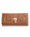 Been searching for a slender, ladylike wallet that's sturdy enough to carry all your cards, cash, and coins with ease? Look no further than this Nine West design that organizes all your essentials effortlessly. Plenty of compartments and pockets align the interior, while delicate detail stitching and polished silver-tone hardware adorn the outside.