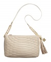 Keep your cool with a gorgeous quilted design from BCBGMAXAZRIA. A long strap shoulder bag with glimmering goldtone hardware and fun tassel detail belongs in every girl's collection.