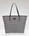 Get in line with this nylon diaper bag from kate spade new york. Splashed in style-setting stripes, it's a playful way to keep your babe's essentials stowed.