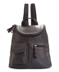 Finished in rich pebble grain leather, Tignanello gives the humble backpack a refined makeover.