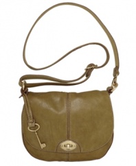 Fossil's Carson crossbody bag adds subtle tonal stitching to buttery soft leather for a look that's boho chic with a sophisticated note.