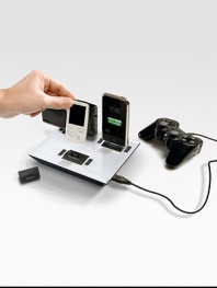 A simple system of interchangeable tips allows you to charge up to four portable devices (mobile phones, PDAs, MP3/MP4 players, video game consoles, Bluetooth devices, digital cameras, etc.) at the same time. Includes six interchangeable tipsCharge up to four devices at the same timeCompatible with more than 4,000 electronic devicesComfortable and easy to plug in and unplug electronic devices, regardless of model5.71 X 7.48 X 3.54Imported
