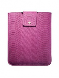This sleek, stylish, python-embossed leather case has a snap tab and chamois-cloth lining to secure and protect your iPad.Fits all iPad models and many other tabletsLeather8.5 X 10Made in USA