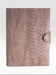 This python-embossed, leather-bound notebook with a snap-tab closure is perfect for everyday note-taking, list-making or journal-writing.LeatherIncludes 176 perforated, lined pagesAbout 5.5 X 7.5Made in USA