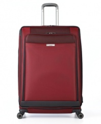 Travel on the luxurious side. Styled sleek and built smart, this expandable upright glides on four 360º spinners that follow every twist and turn of travel. The graceful curves of the exterior hit to the sophistication of the fully-stocked & fully-lined interior, which features restraining straps, suiter, multiple pockets and more.