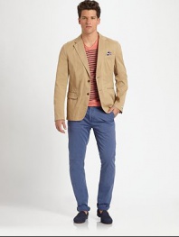 Tailored in crisp, cool cotton, this lightweight blazer is the perfect finishing touch to your casual tee and trouser combo.Button-frontChest welt, waist flap pocketsRear ventAbout 29 from shoulder to hemCottonDry cleanImported