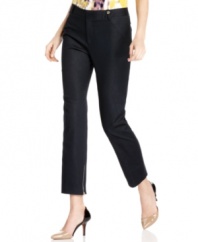 Calvin Klein elevates these sleek cropped skinny pants with goldtone zippers at the cuffs for a polished petite look!