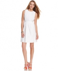 A back exposed zipper closure ups the edge on this pleated T Tahari petite dress for a summer-y look that's not overly sweet!