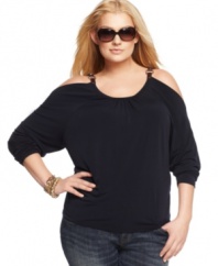 Snag a hot trend with MICHAEL Michael Kors' cold-shoulder plus size top-- pair it with your fave jeans!