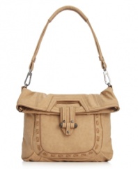 It's love at first sight with this gorgeous shoulder bag from Rachel Rachel Roy. Heavy stitching and a unique convertible silhouette gives this design undeniable style no girl should be without.
