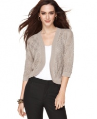 This adorably chic textured petite shrug from Alfani adds a perfect layer of warmth and style to your look.