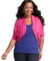 From tanks to dresses, ING's short sleeve plus size cardigan is a must-have layering piece for your sleeveless styles.