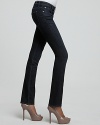 A truly universal jeans, this stretch straight leg silhouette boasts a contoured waistband for an always perfect fit. The versatile dark rinse is fabulous at night with a vibrant silk top, your favorite pumps and glossy red lips--or opt for a love-worn tee and kicks for off-duty weekend style instead!