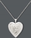 Sparkling romance. This sweet style features a heart-shaped pendant encrusted with round-cut crystals. Set in sterling silver. Approximate length: 18 inches. Approximate drop: 1 inch.