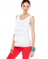 Crochet touches add subtle, airy interest to Style&co.'s breezy tiered petite tank!