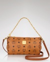 The classic MCM print covers a chic, chain-strapped bag that easily converts to a sleek clutch.