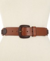 Subtle color blends wonderfully on this classic leather belt from Fossil. Added hinges wrapped in rich leather bring rustic and unique style.