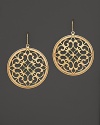 Inspired by a wrought iron garden gate, these 14K. gold earrings are beautiful classics.