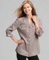 Style&co.'s petite shirt features an breezy, blouse-y fit while still looking totally stylish. Easy to pair with skinny pants and tall boots! (Clearance)