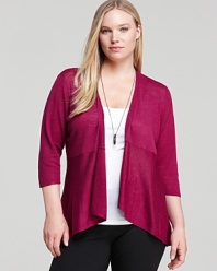 A refreshing dash of color for your everyday wardrobe, this Eileen Fisher Plus cardigan pairs a delicious hue with delicate ruffles for the perfect feminine touch.