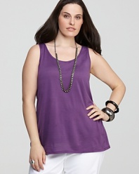 Styled in a longer length, this Eileen Fisher Plus tank lends feminine ease to everyday looks.