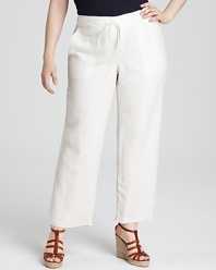 Breeze into summertime chic with these Karen Kane Plus wide-leg pants, finished with a tie-waist for understated sensibility.