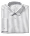 With a fine stripe and French cuffs, this Calvin Klein shirt proves sophistication is all in the details.