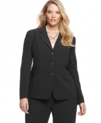 Top off your trousers with Jones New York Collection's three-button plus size jacket.