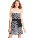 Introduce girlish fun into your day wear with this strapless polkadot dress from Trixxi!