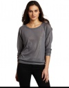 Nation LTD Women's Pomona Shimmer Sweatshirt, Charcoal/Silver, 2