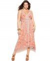Take your spring style to the max with INC's sleeveless plus size maxi dress, punctuated by a handkerchief hem.