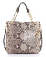 Dramatically sleek, this glazed, embossed python purse from MICHAEL Michael Kors offers classic elegance in all its effortlessness.