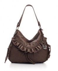 Flirt with country-chic style: super-girly ruffles adorn the Dusk Till Dawn hobo bag.