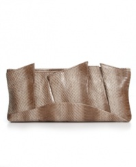Escape from the norm. The St. Tropez pleated clutch, with its asymmetrical, layered fabric and muted sheen, adds a bit of attitude and natural beauty to any wardrobe.