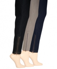 These super soft and stretchy leggings from HUE can be paired up with nearly anything in your closet. Added zipper detail and faux-pockets make them your most versatile, must-have item.