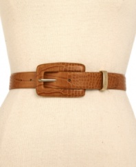Add an exotic touch to your slinkiest skirt with this croc-embossed belt from MICHAEL Michael Kors.