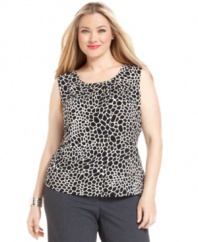 Calvin Klein's plus size sleeveless top is foolproof--pair with virtually any piece in your closet for a flawless look. It's especially stylish tucked into a classic pencil skirt or paired with slim-fitting white trousers.