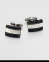 Onyx rectangular cuff links with brass inlay and signature engraved logo.Onyx/BrassAbout ½ x ¾Made in Italy