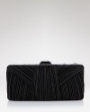 Rich pleats of satin add tempting texture to this sleek hand-held from Sondra Roberts.