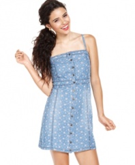 This one's for the denim lovers! Tinseltown pairs floral print with bold topstitching on a super-cute day dress design!