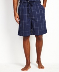 Take this classic to bed for a timeless look with these windowpane check shorts from Nautica.