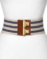 Tory Burch proves details make a difference with this belt with pushlock closure. It features a stretchable shape to cinch everything from dresses to favorite knits.