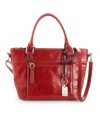 Lustrous glazed leather and bold contrast stitching elevates the wow factor on this Giani Bernini convertible satchel.