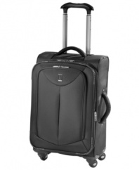 Smooth, sleek and styled! This spinner glides easy on 360º wheels that take corners and changes of pace in stride. An adjustable handle stops at 38 and 41 for travelers of all heights to keep rolling in comfort, while a fully-stocked interior, with full-length mesh lid pocket and zippered organizational pocket, brings order to the pack.