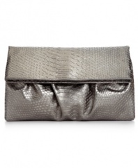 Elegant and edgy, this Style&co. clutch will take you from the office to an evening out. Faux python-embossed leather with ruched detailing adds instant allure, while fully lined interior offers plenty of room for all the essentials.