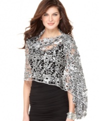 Delicate lacework adorns this demure scarf from Jones New York -- drape around your newest Friday night dress for just the right touch of elegance.