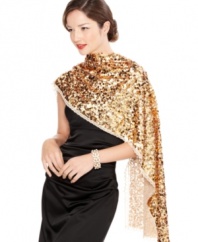 Add shine to anything from formal gowns to party dresses with this stunning sequined Cejon evening wrap.