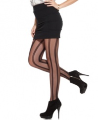 Runway-ready tights from DKNY! Chic and sheer with sexy vertical stripes for a leg-lengthening look.